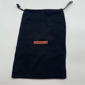Missoni Dust Bag with Drawstring Black brushed cotton with orange logo.